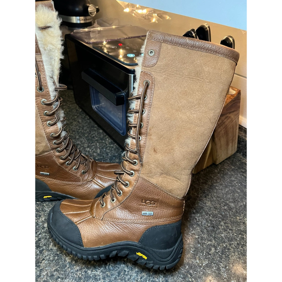 UGG Adirondack Tall Chestnut Leather Suede Boots - Picture 4 of 12